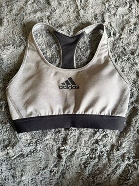 adidas Light Gray and Black Racerback Sports Bra